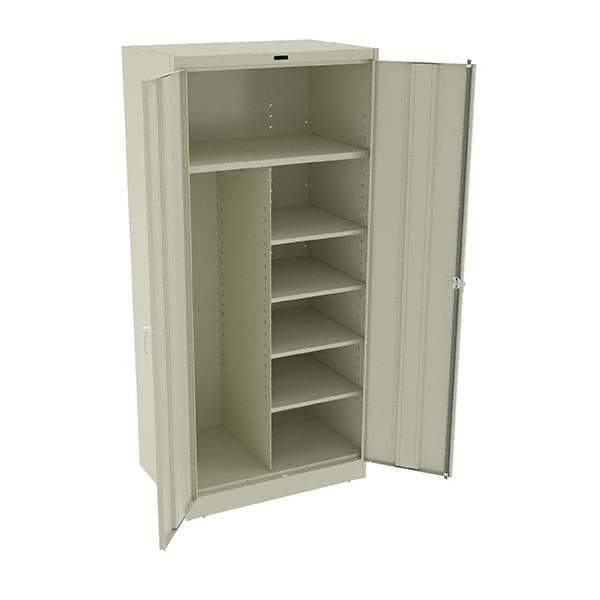 Tennsco - 6 Shelf Combination Storage Cabinet - Steel, 36" Wide x 24" Deep x 78" High, Champagne/Putty - Eagle Tool & Supply