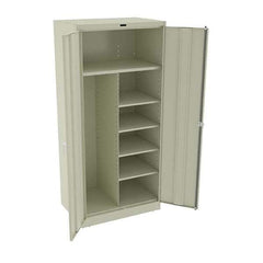 Tennsco - 6 Shelf Combination Storage Cabinet - Steel, 36" Wide x 24" Deep x 78" High, Champagne/Putty - Eagle Tool & Supply