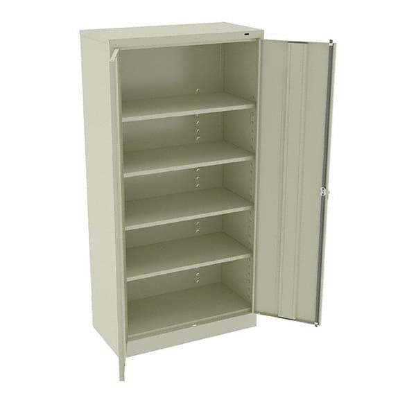 Tennsco - 5 Shelf Locking Storage Cabinet - Steel, 36" Wide x 18" Deep x 72" High, Champagne/Putty - Eagle Tool & Supply