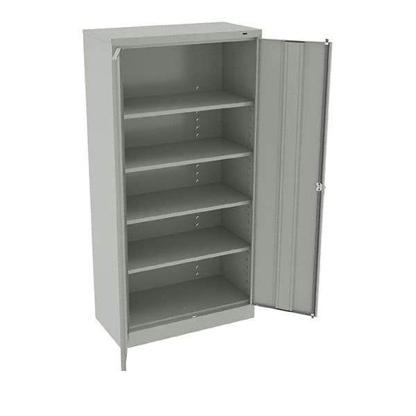 Tennsco - 5 Shelf Locking Storage Cabinet - Steel, 36" Wide x 18" Deep x 72" High, Light Gray - Eagle Tool & Supply