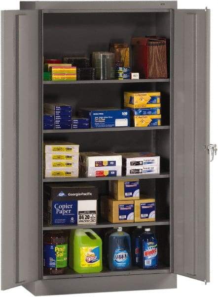 Tennsco - 5 Shelf Locking Storage Cabinet - Steel, 36" Wide x 18" Deep x 72" High, Medium Gray - Eagle Tool & Supply