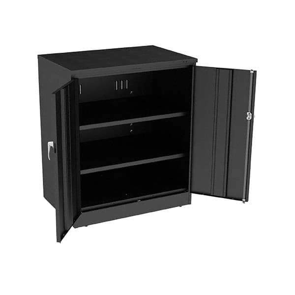Tennsco - 3 Shelf Locking Storage Cabinet - Steel, 36" Wide x 24" Deep x 42" High, Black - Eagle Tool & Supply