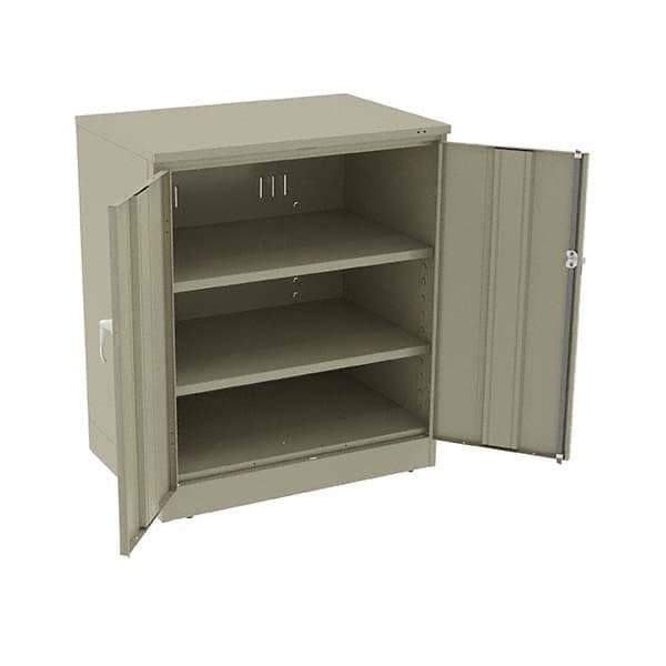 Tennsco - 3 Shelf Locking Storage Cabinet - Steel, 36" Wide x 24" Deep x 42" High, Sand - Eagle Tool & Supply