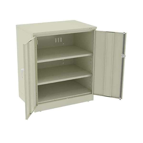 Tennsco - 3 Shelf Locking Storage Cabinet - Steel, 36" Wide x 24" Deep x 42" High, Champagne/Putty - Eagle Tool & Supply