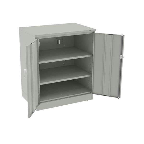 Tennsco - 3 Shelf Locking Storage Cabinet - Steel, 36" Wide x 24" Deep x 42" High, Light Gray - Eagle Tool & Supply