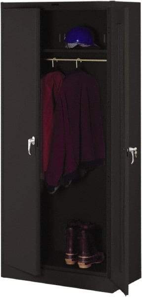 Tennsco - 2 Shelf Wardrobe Storage Cabinet - Steel, 36" Wide x 18" Deep x 78" High, Black - Eagle Tool & Supply