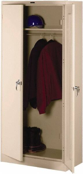 Tennsco - 2 Shelf Wardrobe Storage Cabinet - Steel, 36" Wide x 18" Deep x 78" High, Champagne/Putty - Eagle Tool & Supply