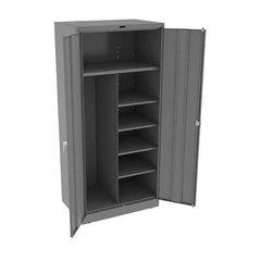 Tennsco - 6 Shelf Combination Storage Cabinet - Steel, 36" Wide x 24" Deep x 78" High, Medium Gray - Eagle Tool & Supply