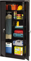 Tennsco - 6 Shelf Combination Storage Cabinet - Steel, 36" Wide x 18" Deep x 78" High, Black - Eagle Tool & Supply