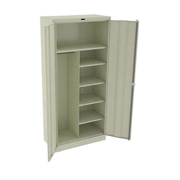Tennsco - 6 Shelf Combination Storage Cabinet - Steel, 36" Wide x 18" Deep x 78" High, Champagne/Putty - Eagle Tool & Supply