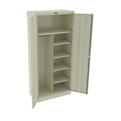 Tennsco - 6 Shelf Combination Storage Cabinet - Steel, 36" Wide x 18" Deep x 78" High, Champagne/Putty - Eagle Tool & Supply