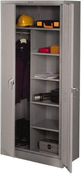 Tennsco - 6 Shelf Combination Storage Cabinet - Steel, 36" Wide x 18" Deep x 78" High, Medium Gray - Eagle Tool & Supply