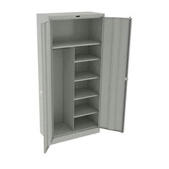 Tennsco - 6 Shelf Combination Storage Cabinet - Steel, 36" Wide x 18" Deep x 78" High, Light Gray - Eagle Tool & Supply