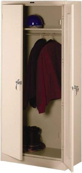 Tennsco - 2 Shelf Wardrobe Storage Cabinet - Steel, 36" Wide x 18" Deep x 78" High, Sand - Eagle Tool & Supply