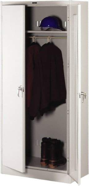Tennsco - 2 Shelf Wardrobe Storage Cabinet - Steel, 36" Wide x 24" Deep x 78" High, Light Gray - Eagle Tool & Supply