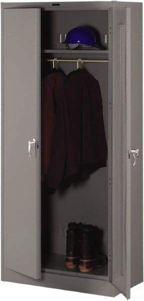 Tennsco - 2 Shelf Wardrobe Storage Cabinet - Steel, 36" Wide x 24" Deep x 78" High, Medium Gray - Eagle Tool & Supply