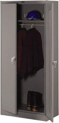 Tennsco - 2 Shelf Wardrobe Storage Cabinet - Steel, 36" Wide x 24" Deep x 78" High, Medium Gray - Eagle Tool & Supply