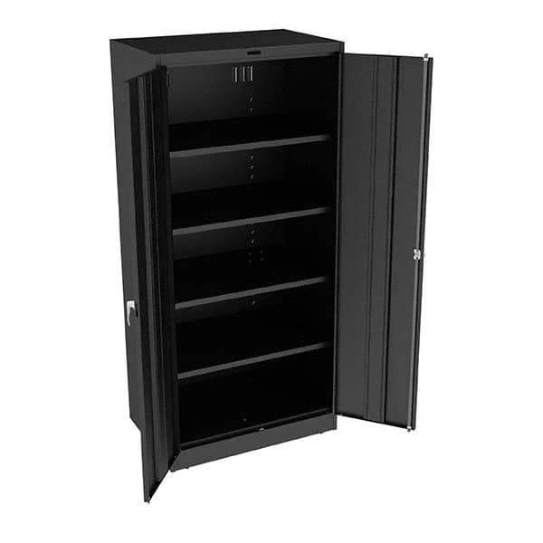 Tennsco - 5 Shelf Locking Storage Cabinet - Steel, 36" Wide x 24" Deep x 78" High, Black - Eagle Tool & Supply