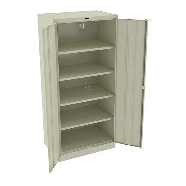 Tennsco - 5 Shelf Locking Storage Cabinet - Steel, 36" Wide x 24" Deep x 78" High, Champagne/Putty - Eagle Tool & Supply
