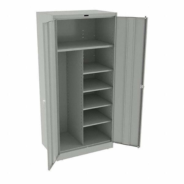 Tennsco - 6 Shelf Combination Storage Cabinet - Steel, 36" Wide x 24" Deep x 78" High, Light Gray - Eagle Tool & Supply