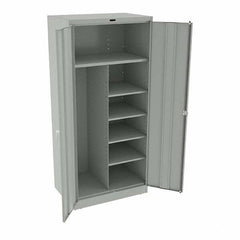 Tennsco - 6 Shelf Combination Storage Cabinet - Steel, 36" Wide x 24" Deep x 78" High, Light Gray - Eagle Tool & Supply