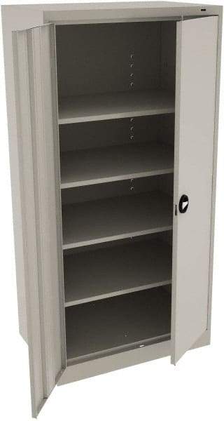 Tennsco - 5 Shelf Locking Storage Cabinet - Steel, 36" Wide x 24" Deep x 72" High, Light Gray - Eagle Tool & Supply