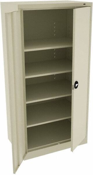 Tennsco - 5 Shelf Locking Storage Cabinet - Steel, 36" Wide x 24" Deep x 72" High, Champagne/Putty - Eagle Tool & Supply