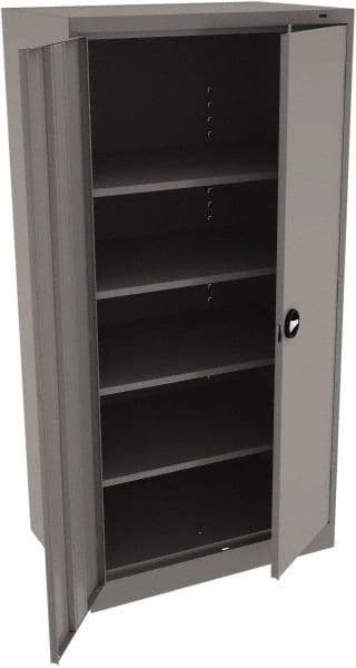 Tennsco - 5 Shelf Locking Storage Cabinet - Steel, 36" Wide x 24" Deep x 72" High, Medium Gray - Eagle Tool & Supply