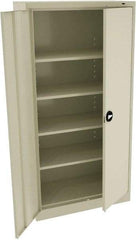 Tennsco - 5 Shelf Locking Storage Cabinet - Steel, 36" Wide x 18" Deep x 72" High, Champagne/Putty - Eagle Tool & Supply
