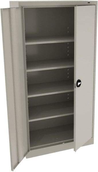 Tennsco - 5 Shelf Locking Storage Cabinet - Steel, 36" Wide x 18" Deep x 72" High, Light Gray - Eagle Tool & Supply