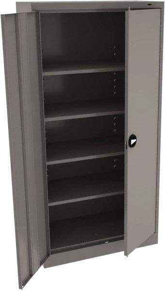 Tennsco - 5 Shelf Locking Storage Cabinet - Steel, 36" Wide x 18" Deep x 72" High, Medium Gray - Eagle Tool & Supply