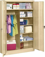 Tennsco - 6 Shelf Locking Storage Cabinet - Steel, 48" Wide x 24" Deep x 78" High, Sand - Eagle Tool & Supply