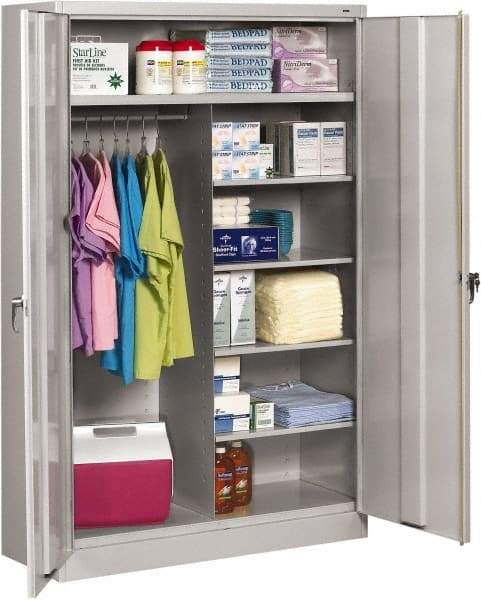 Tennsco - 6 Shelf Locking Storage Cabinet - Steel, 48" Wide x 24" Deep x 78" High, Light Gray - Eagle Tool & Supply