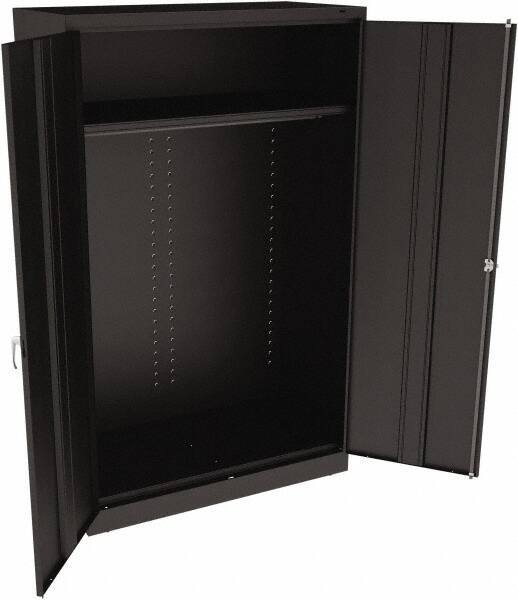 Tennsco - 2 Shelf Wardrobe Storage Cabinet - Steel, 48" Wide x 24" Deep x 78" High, Black - Eagle Tool & Supply