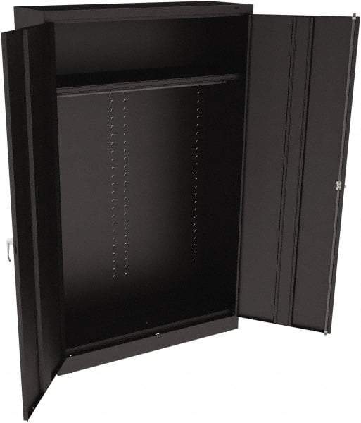 Tennsco - 2 Shelf Wardrobe Storage Cabinet - Steel, 48" Wide x 18" Deep x 78" High, Black - Eagle Tool & Supply