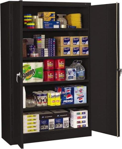 Tennsco - 5 Shelf Locking Storage Cabinet - Steel, 48" Wide x 18" Deep x 78" High, Black - Eagle Tool & Supply