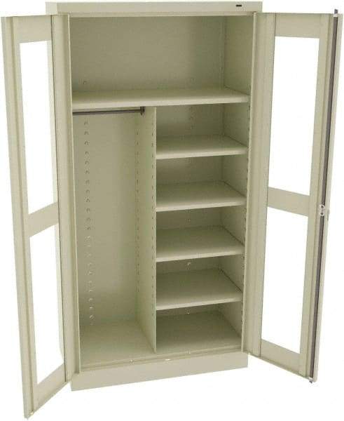 Tennsco - 6 Shelf Combination Storage Cabinet - Steel, 36" Wide x 18" Deep x 72" High, Champagne/Putty - Eagle Tool & Supply