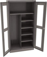 Tennsco - 6 Shelf Combination Storage Cabinet - Steel, 36" Wide x 18" Deep x 72" High, Medium Gray - Eagle Tool & Supply