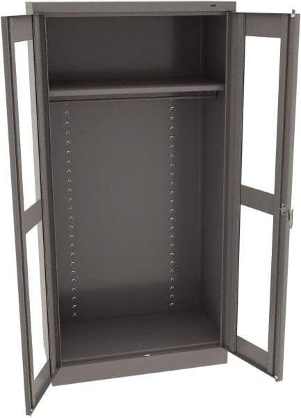 Tennsco - 2 Shelf Wardrobe Storage Cabinet - Steel, 36" Wide x 18" Deep x 72" High, Medium Gray - Eagle Tool & Supply
