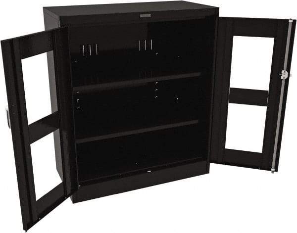 Tennsco - 3 Shelf Visible Storage Cabinet - Steel, 36" Wide x 24" Deep x 42" High, Black - Eagle Tool & Supply