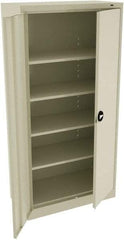 Tennsco - 5 Shelf Locking Storage Cabinet - Steel, 36" Wide x 18" Deep x 78" High, Champagne/Putty - Eagle Tool & Supply