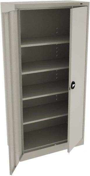 Tennsco - 5 Shelf Locking Storage Cabinet - Steel, 36" Wide x 18" Deep x 78" High, Light Gray - Eagle Tool & Supply