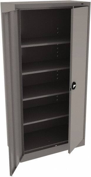 Tennsco - 5 Shelf Locking Storage Cabinet - Steel, 36" Wide x 18" Deep x 78" High, Medium Gray - Eagle Tool & Supply