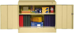 Tennsco - 2 Shelf Locking Storage Cabinet - Steel, 36" Wide x 18" Deep x 30" High, Sand - Eagle Tool & Supply