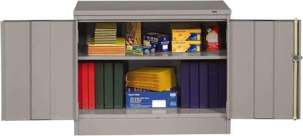 Tennsco - 2 Shelf Locking Storage Cabinet - Steel, 36" Wide x 18" Deep x 30" High, Medium Gray - Eagle Tool & Supply