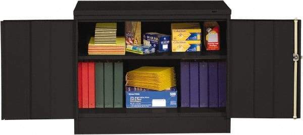 Tennsco - 3 Shelf Locking Storage Cabinet - Steel, 36" Wide x 18" Deep x 42" High, Black - Eagle Tool & Supply