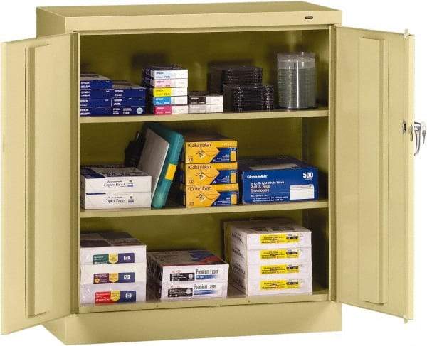 Tennsco - 3 Shelf Locking Storage Cabinet - Steel, 36" Wide x 18" Deep x 42" High, Sand - Eagle Tool & Supply