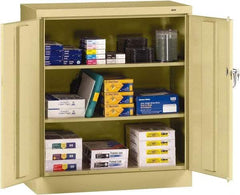 Tennsco - 3 Shelf Locking Storage Cabinet - Steel, 36" Wide x 18" Deep x 42" High, Sand - Eagle Tool & Supply