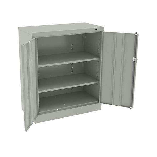 Tennsco - 3 Shelf Locking Storage Cabinet - Steel, 36" Wide x 18" Deep x 42" High, Light Gray - Eagle Tool & Supply