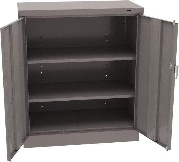 Tennsco - 3 Shelf Locking Storage Cabinet - Steel, 36" Wide x 18" Deep x 42" High, Medium Gray - Eagle Tool & Supply